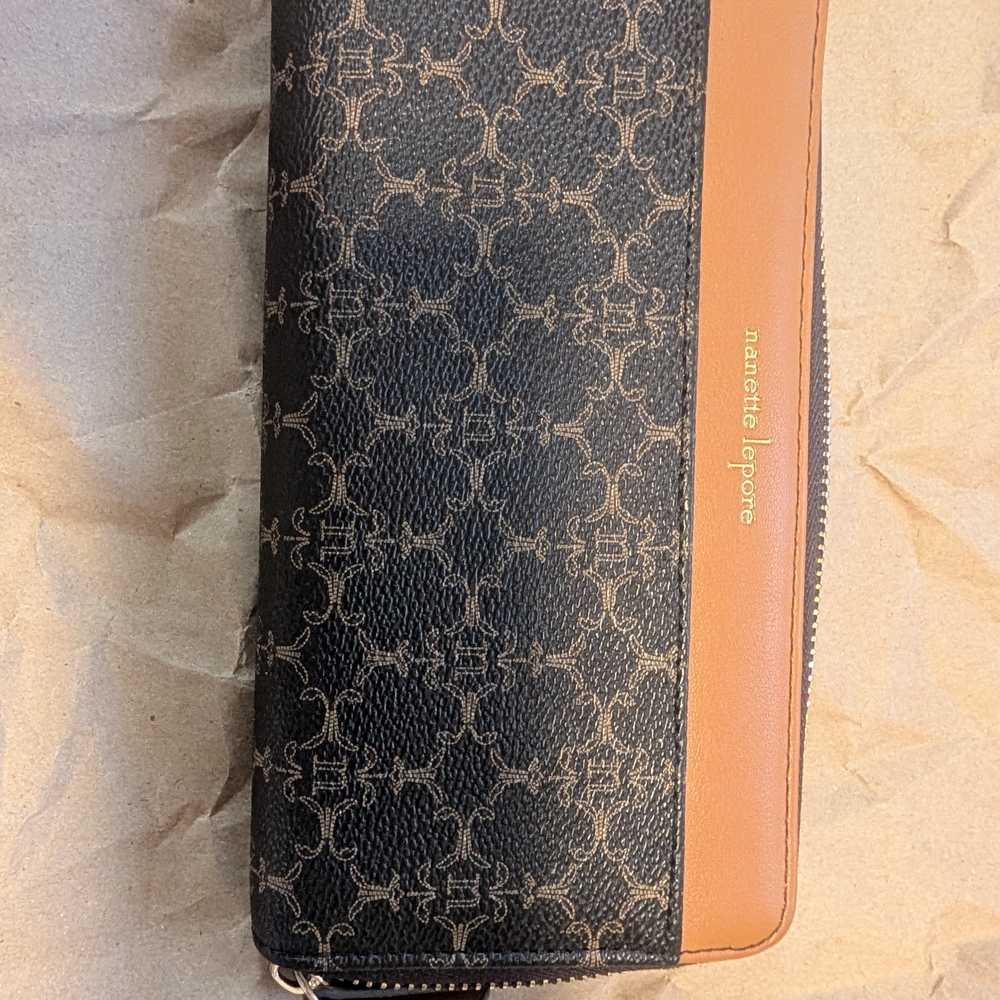 Nanette Lepore Black and Tan Patterned Wallet